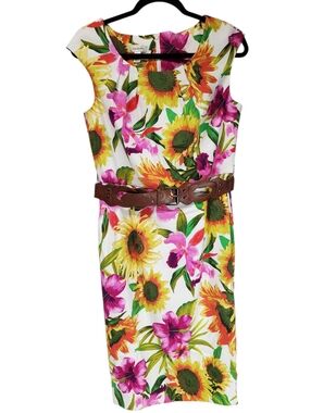 Dress Barn Dress Floral Derby Wedding Business Casual Office Size 10 Fitted